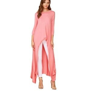Boutique boho Long hi lo tunic jersey tee top Small